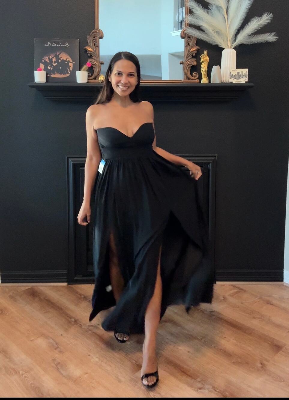 Amanda Uprichard Gisele 100% Silk Strapless Maxi Dress — Black, Size P (XS/0-2)